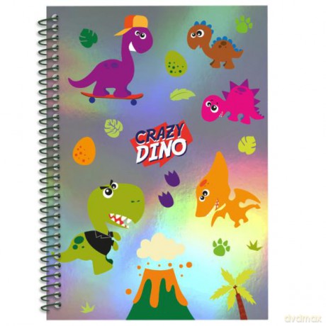 Notatnik NOTES z metalizowaną okładką A5 Crazy Dino KL11015