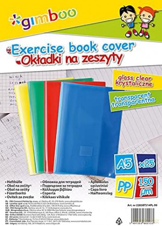 Okładka na zeszyt Gimboo A5 150mikr. krystaliczna mix kolorów