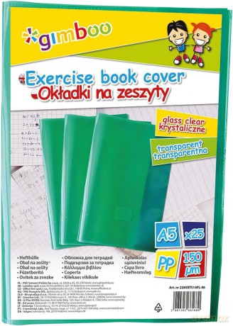 Okładka na zeszyt Gimboo A5 150mikr. zielona (25 sztuk)