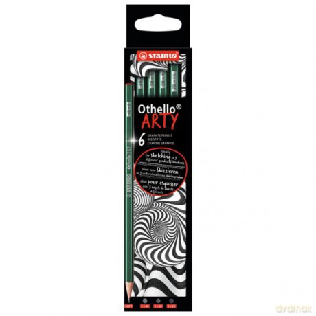 Ołówek drewniany STABILO Othello etui kartonowe 6 szt. ARTY Soft (2x2B, 2x3B, 2x4B)