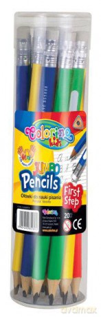 Ołówek trójkątny z gumką Jumbo do nauki pisania tuba Colorino Kids 55888