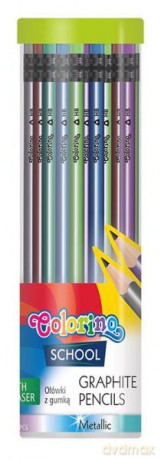 Ołówek trójkątny z gumką Metalik tuba Colorino Kids8 mix