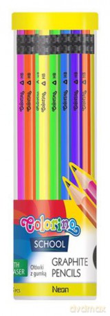 Ołówek trójkątny z gumką Neon8 tuba Colorino Kids mix