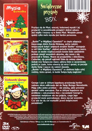 Dziecięcy box świąteczny: Barbie w opowieści wigilijnej / Mysia i gwiazdka / Ciekawski George Małpiszon i Święta  BOX [3DVD]