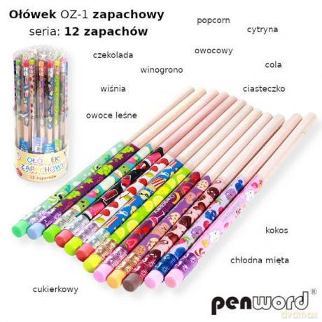 Ołówek zapachowy OZ-1, 12 zapachów mix kolorów