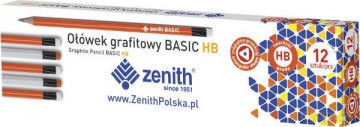 Ołówek Zenith Basic trójkątny z gumką HB