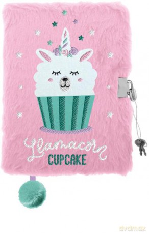Pamiętnik z kłódką włochacz A5 96k LAMA CUPCAKE