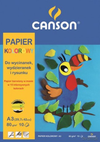 Papier kolorowy A3 80G 10ARK blok (tukan)