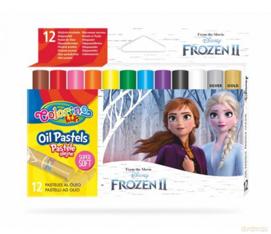 Pastele olejne trójkątne 12 kolorów + temperówka Colorino Kids Frozen Kraina Lodu