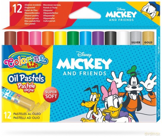 Pastele olejne trójkątne 12 kolorów Colorino Kids Mickey