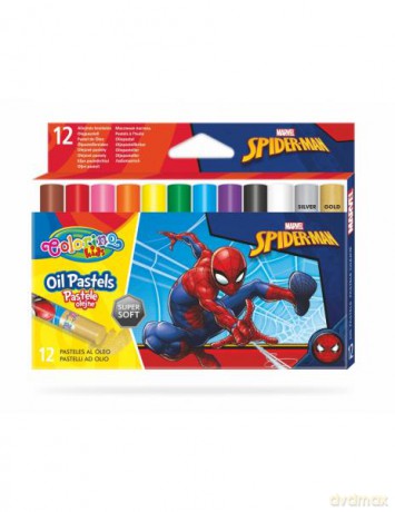 Pastele olejne trójkątne 12 kolorów Colorino Kids Spiderman