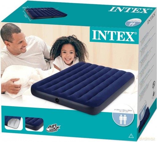 Materac dwuosobowy Intex 191 x 137 x 25 cm odcienie niebieskiego