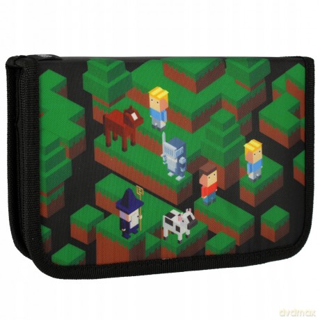 Piórnik 1 zamek 2 klapki bez wyposażenia Pixel Game2