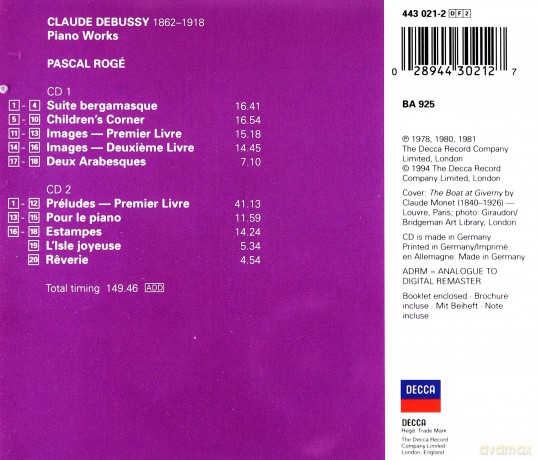 Double Decca: Debussy: Piano Works/ Roge [2CD]