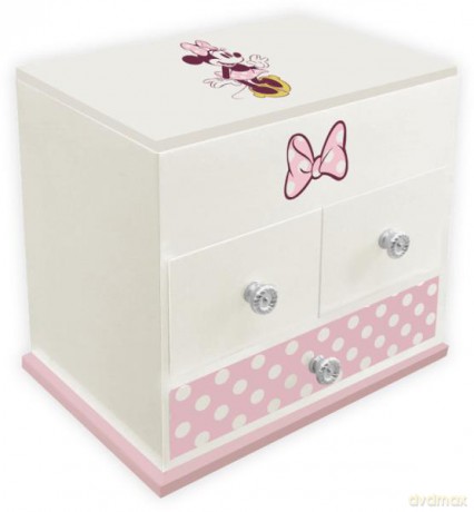 Pudełko na biżuterię z lusterkiem i dźwiękami, 16,5x11,4x14,5 cm Minnie WD20325