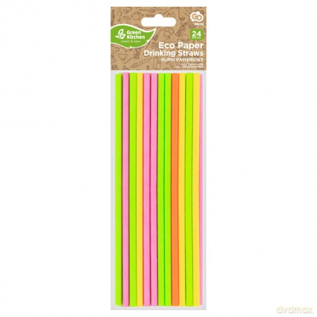 Słomki papierowe Fluor mix 6x197mm 24 szt