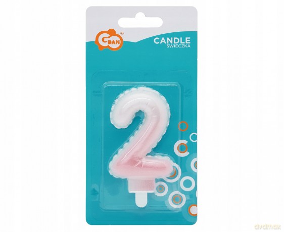 Świeczki ombre Cyferka 2 perłowa biało różowa 7 cm
