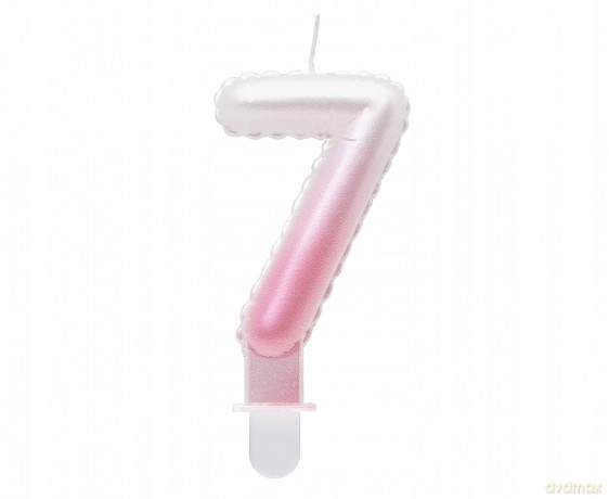 Świeczki ombre Cyferka 7 perłowa biało różowa 7 cm