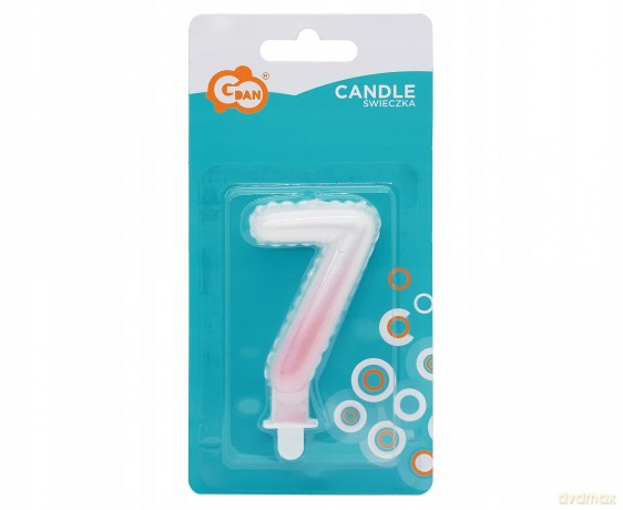 Świeczki ombre Cyferka 7 perłowa biało różowa 7 cm