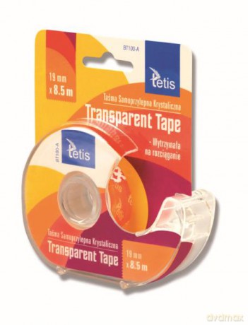 Taśma z podajnikiem 19mmx8,5m Transparent Tape BT100-A