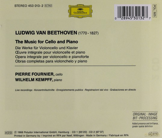 Double Fournier/Kempff: Beethoven Cello Sonatas [2CD]