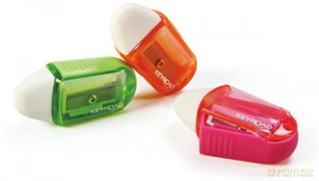 Temperówka z gumką KEYROAD Twist, plastikowa, pojedyńcza, mix kolorów KR971076