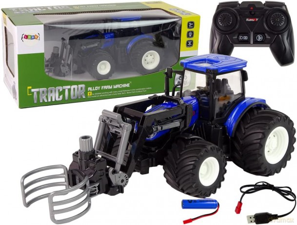 Traktor Zdalnie Sterowany z Chwytnikiem Niebieski 13348