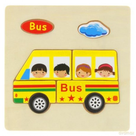 Układanka edukacyjna Autobus, drewno [PUZZLE]
