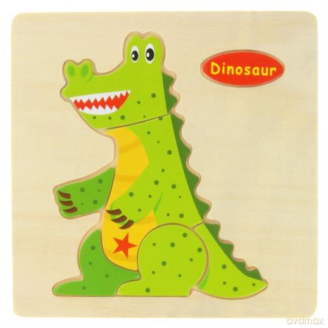Układanka edukacyjna Dinozaur, drewno [PUZZLE]
