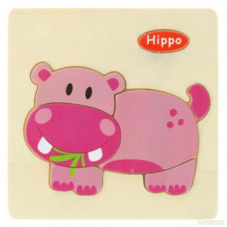 Układanka edukacyjna Hipopotam, drewno [PUZZLE]