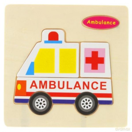 Układanka edukacyjna Karetka, ambulans, drewno [PUZZLE]
