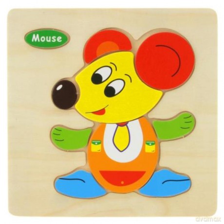 Układanka edukacyjna Mysz, drewno [PUZZLE]