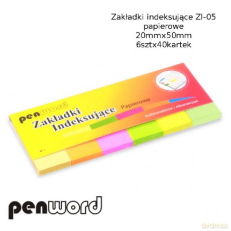Zakładki indeks. ZI-05 papierowe 6x40 20mmx50mm