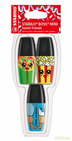 Zakreślacz STABILO BOSS MINI Sweet Friends etui 3 szt. 07/03-48