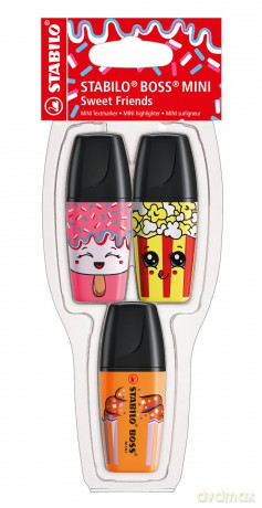 Zakreślacz STABILO BOSS MINI Sweet Friends etui 3 szt. 07/03-58