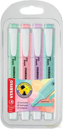 Zakreślacz STABILO swing cool pastel etui 4 szt. nowe kolory 2022 275/4-08-2