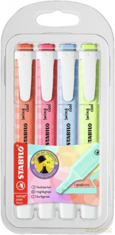 Zakreślacz STABILO swing cool pastel neon etui 4 kolory
