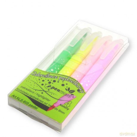 Zakreślacze pędzelkowe 4 kolory pastel 605-4