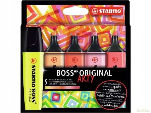 Zakreślacze STABILO BOSS ORIGINAL ARTY etui 5 szt. kolory ciepłe 70/5-02-1-20