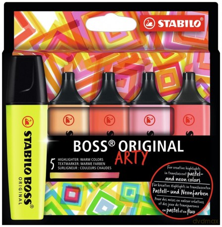 Zakreślacze STABILO BOSS ORIGINAL ARTY etui 5 szt. kolory ciepłe 70/5-02-1-20