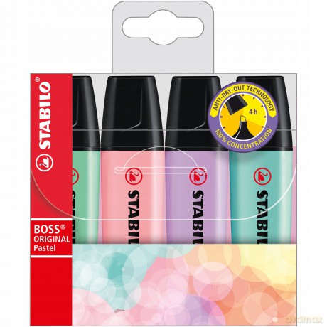 Zakreślacze STABILO BOSS ORIGINAL Pastel etui 4 kolory 70/4-101-5