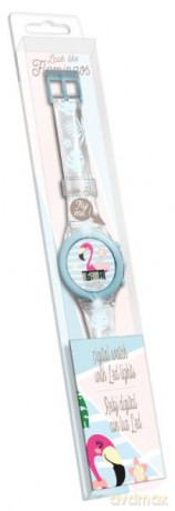 Zegarek cyfrowy ze światełkami LED Flamingi KL10104