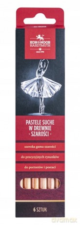 Zestaw Gioconda pastele suche w drewnie 8820 szarości 6 sztuk 8820GR