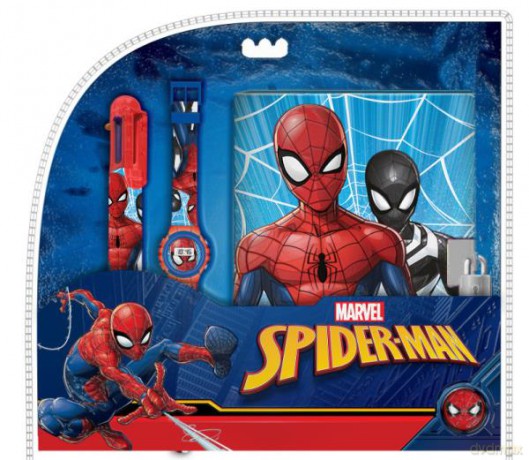 Zestaw z zegarkiem cyfrowym, długopisem, pamiętnikiem Spiderman MV15776