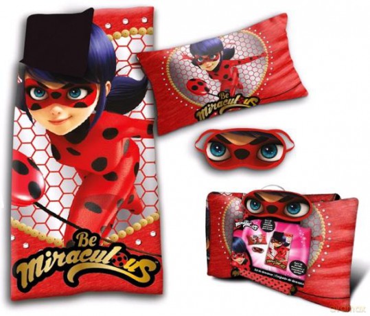 Zestaw: śpiwór 70x140 cm + poduszka 40x25 cm + maska Ladybug LB17147