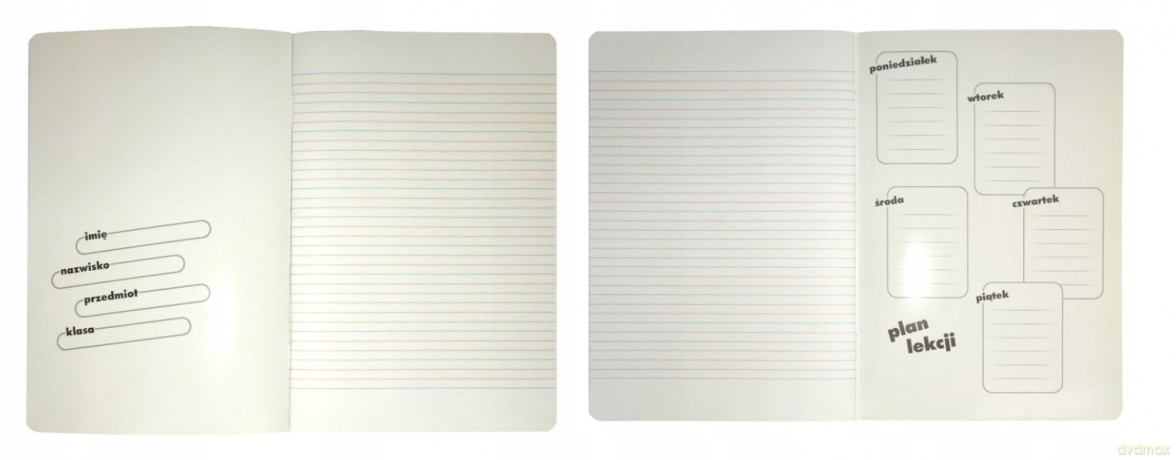 Zeszyt A5 16k linia podwójna dwukolorowa laminowany DINOSAUR