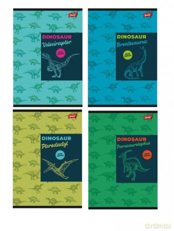 Zeszyt A5 16k linia podwójna dwukolorowa laminowany DINOSAUR