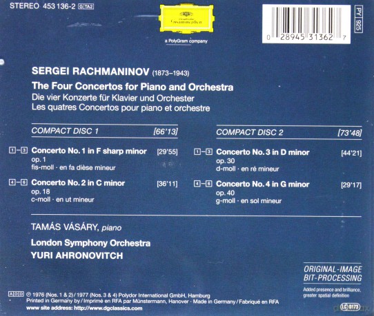 Double Tamas Vasary: Rachmaninov Piano Concertos [2CD]