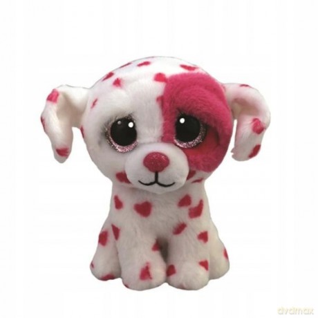 Beanie Boos biały pies w serca BEAU, 15 cm