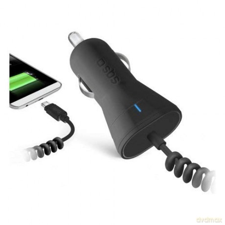 Car charger 12/24V 1000 mAh standard charge, micro-USB connector, black color